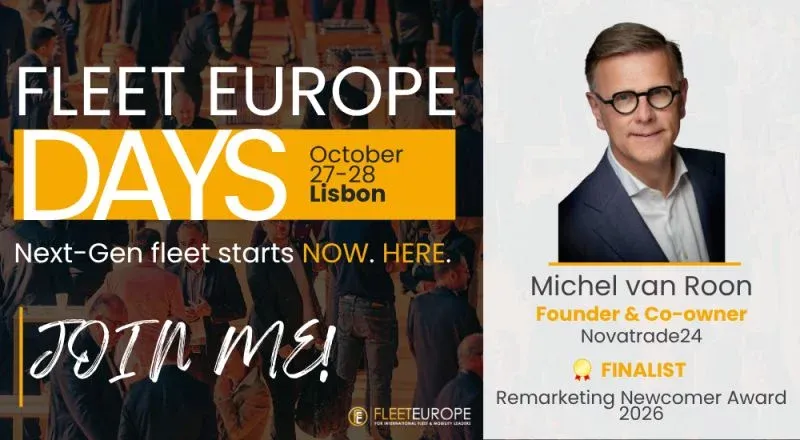 Michel van Roon, founder and co-owner of Novatrade24, finalist for the Remarketing Newcomer Award 2026 at Fleet Europe Days