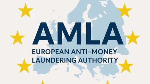 AMLA, Europäische Behörde zur Bekämpfung der Geldwäsche, über einer Europakarte im Kreis der EU-Sterne